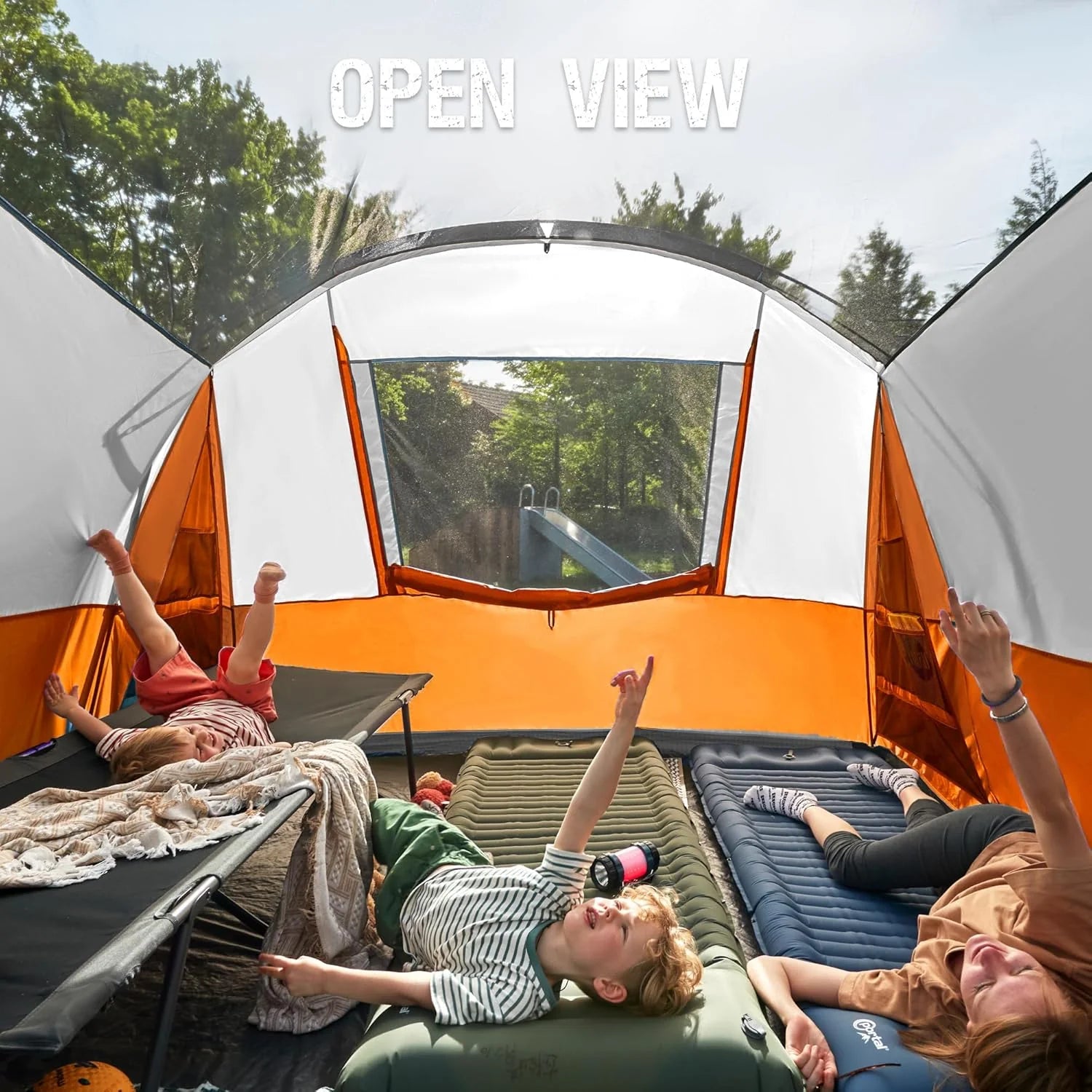 PORTAL 6/8/10 Person Family Camping Tent with Screen Room, Water Resistant Big Tunnel Tent with Rainfly, Large Family Tent for Outdoor Camping, Party