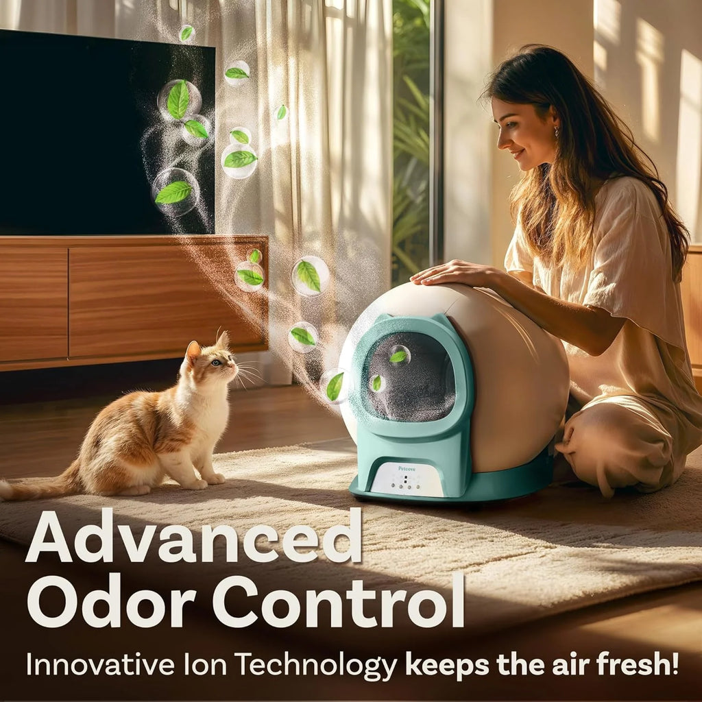 Self Cleaning Litter Box with Auto Safety Sensors for Multiple Cats - Automatic Cat Litter Box Self-Cleaning - Covered Odor Removal with APP Control - Compatible On All WiFi
