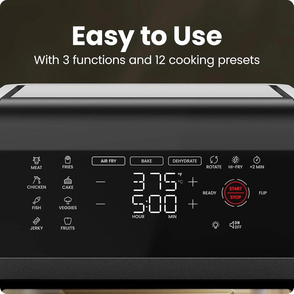 Chefman Compact 6.3-Quart Digital Air Fryer with Rotisserie, Dehydrator, and Convection Oven, 8 Touchscreen Presets