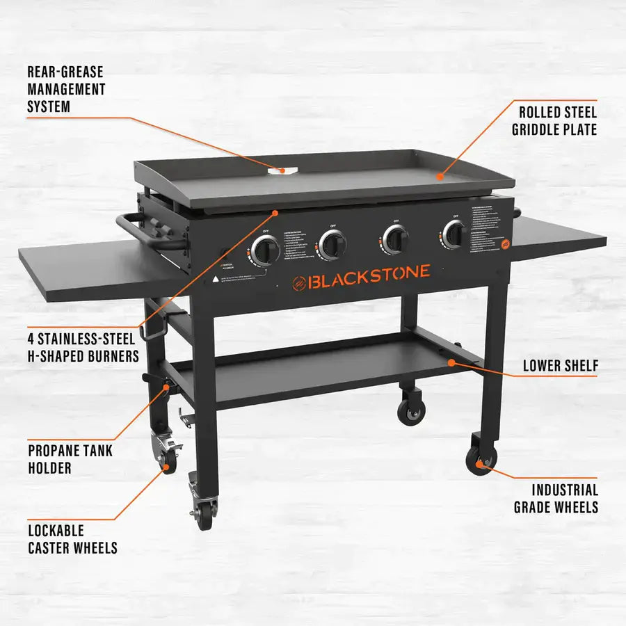 Blackstone 4-Burner 36 Griddle Cooking Station with Side Shelves