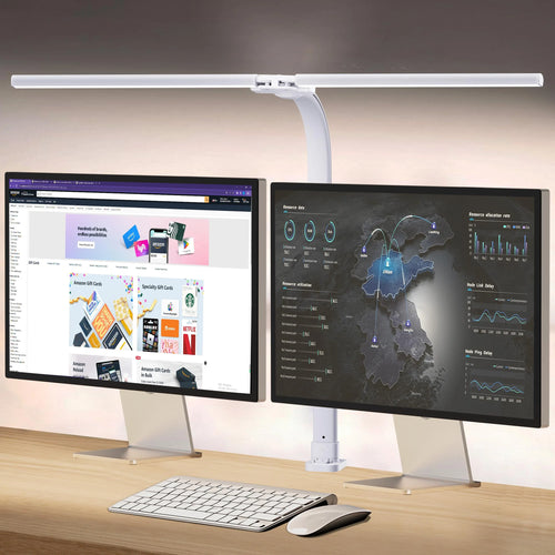 24W LED Desk Lamp with Clamp for Home Office Double Head 5 Brightness 5 Temperatures Gooseneck