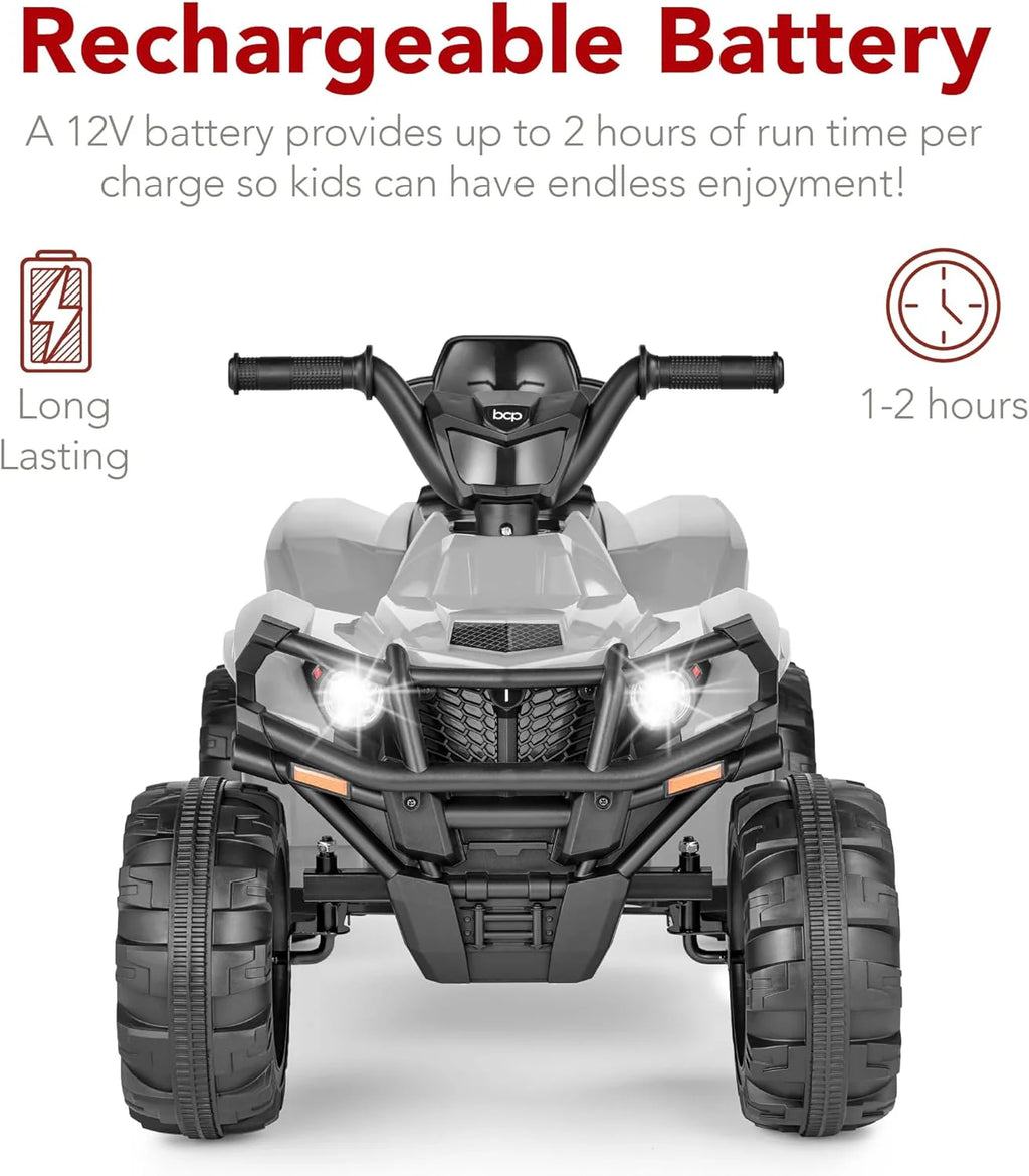 Best Choice Products 12V Kids Ride-On Electric ATV, 4-Wheeler Quad Car Toy w/Bluetooth Audio, 2.4mph Max Speed, Treaded Tires, LED Headlights, Radio