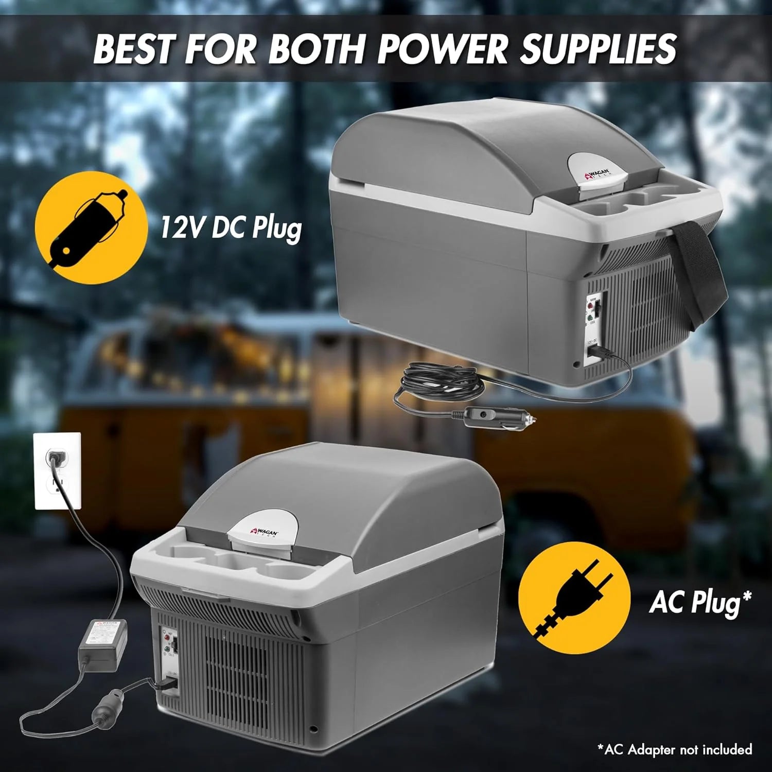 Personal Thermoelectric Cooler/Warmer, 14 Liter Capacity, Portable Electric Car Cooler with 12/24V DC, 12V Small Fridge for Car, RV, and Camping Use, UL Listed