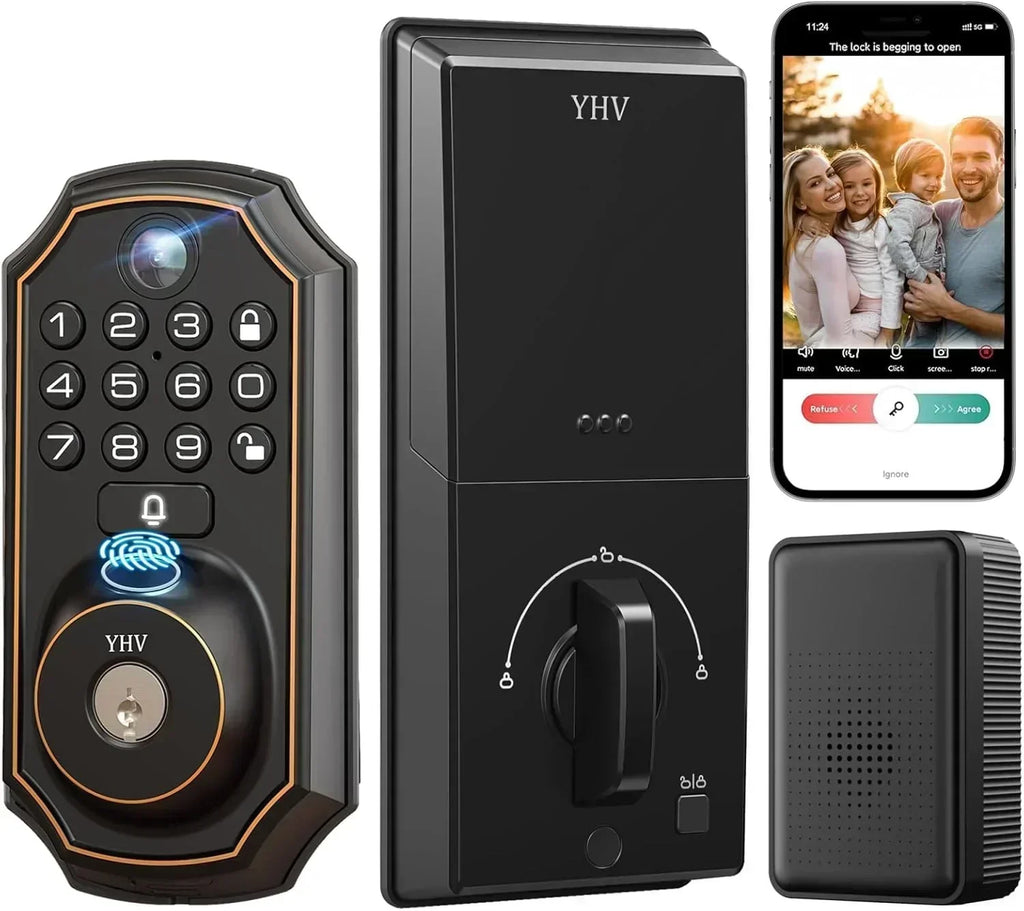 Keyless Entry Door Lock with Camera Fingerprint Smart Door Lock with App Remote Control
