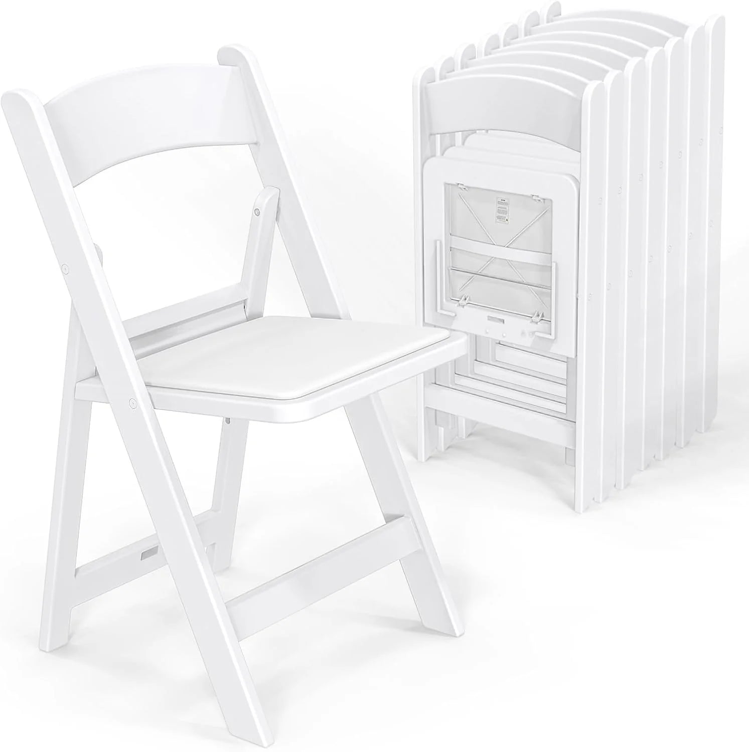 VINGLI Resin Folding Chair with Cushion Foldable Plastic Chair with Comfortable Cushioned Seat